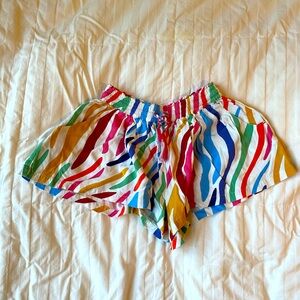Boden rainbow animal print shorts